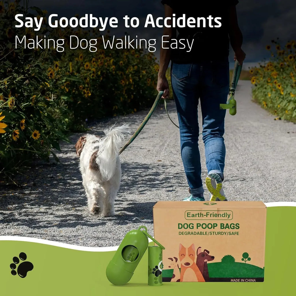 Biodegradable dog poop bags, large waste bag for dogs and cats, clean bag dispenser for outdoor home, pet supplies, 15 bags/roll